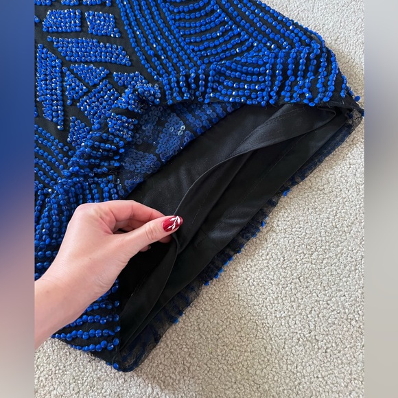 Parker Blue Beaded Bodycon Mini Dress, Size XS - Picture 5 of 6